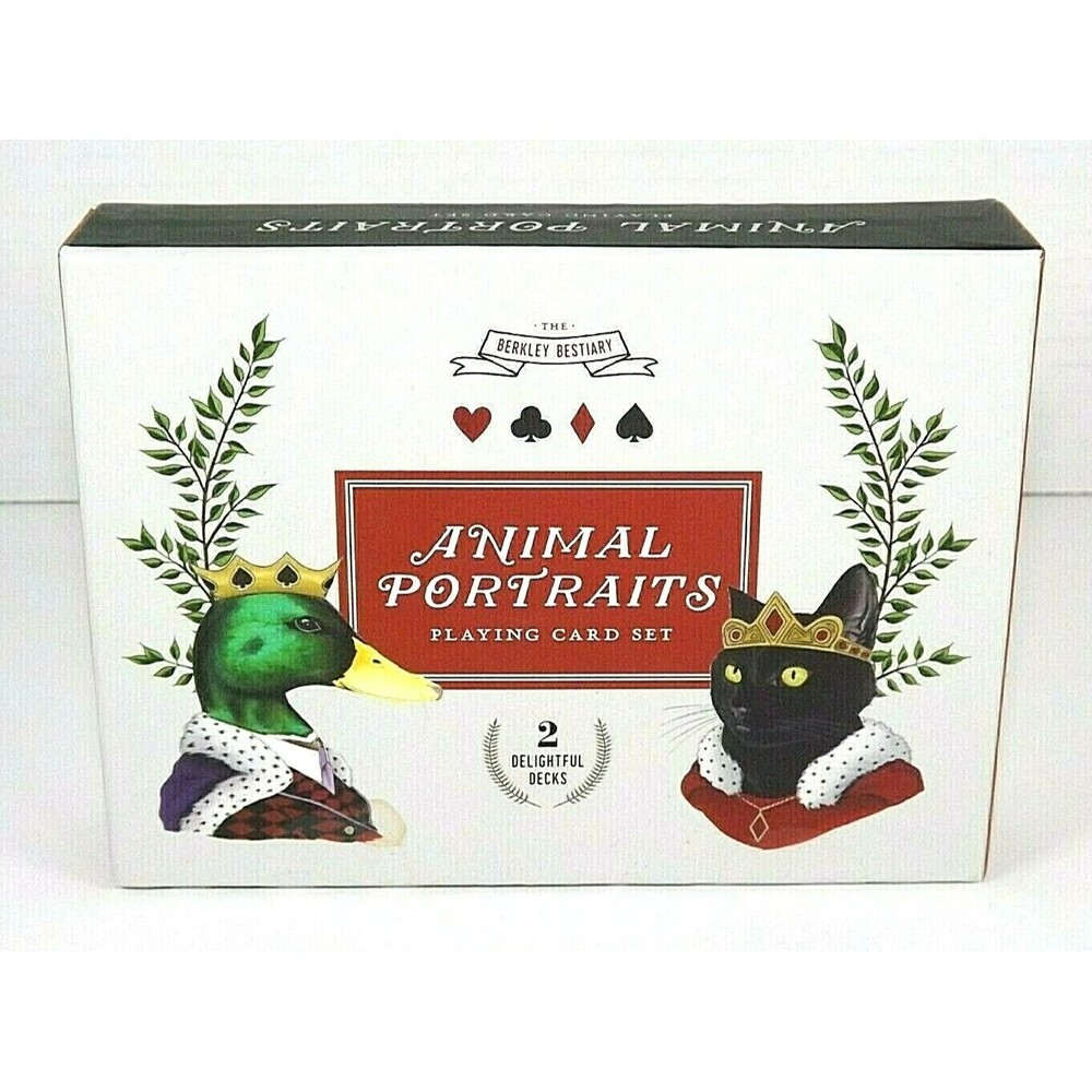 Berkley Bestiary Animal Portraits Playing Card Set 2 Decks New Sealed Galison